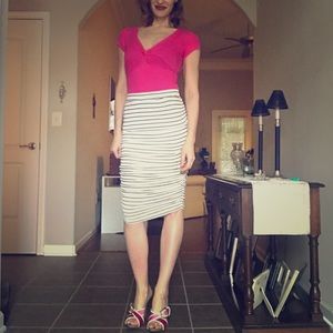 Pencil Skirt White and Blue horizontal pinstripes